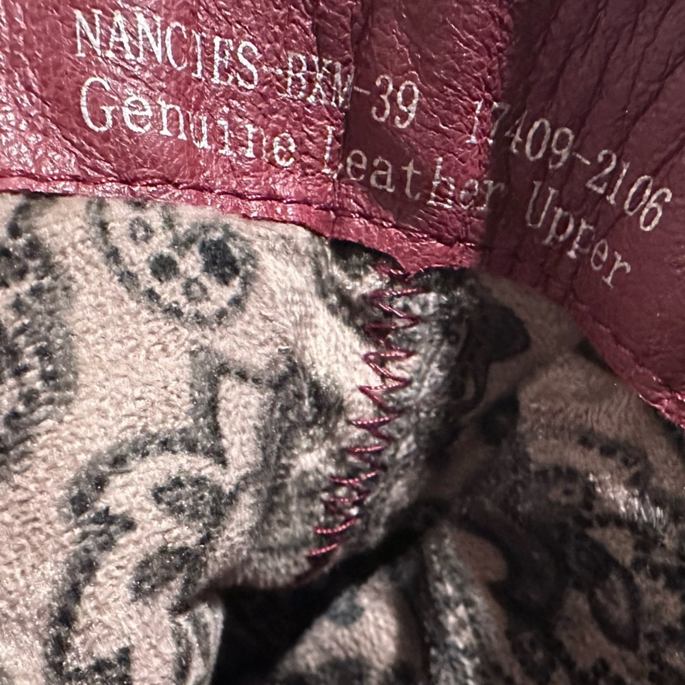 L'Atiste by Spring Step Nancies Burgundy Leather Tweed Ankle Boots Size EU 39 - Picture 12 of 17